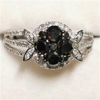 $4600 14K  Black Diamond Diamond(1.2ct) Ring