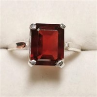 Silver Garnet Ring