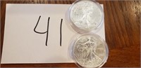 (2) 1 OUNCE .999 SILVER EAGLES