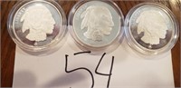 (3) 1 OUNCE .999 SILVER BUFFALO ROUNDS