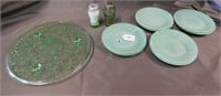 Mixed Lot Of Vaseline And Jadeite Glass