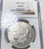 1881-O Morgan Silver Dollar NGC - AU50