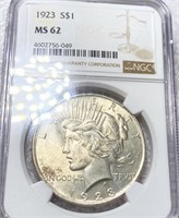 1923 Silver Peace Dollar NGC - MS62