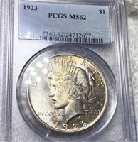 1923 Silver Peace Dollar PCGS - MS62