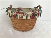 Round Longaberger Basket w/ Leather Handles