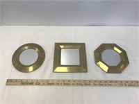3 pc. Brass Framed Mirror Set