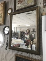 Large Square Goldtone Framed Mirror