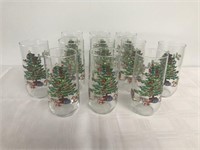 Lot of 11 Christmas Drinking Glasses