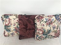 Lot of 3 Floral Throw Pillows
