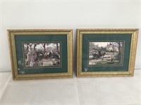 Pair of Framed & Matted Victorian Scene Artwork