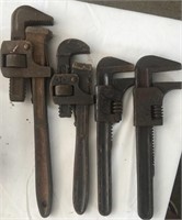 Four Vintage Pipe Wrenches