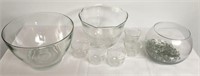 Heavy Glass Bowl and Goblet Lot
