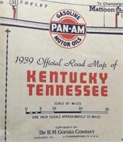 1939 Pam-Am Gasoline Map of Tennessee