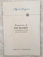 Dan McCarty Fl Governor Inauguration Program 1953