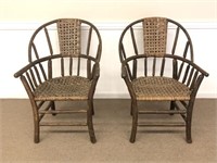 Pair of Old Hickory Sack Back Arm Chairs