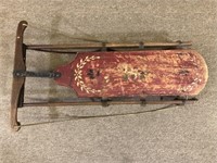Vintage Wooden Sled with Steering
