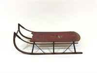 Vintage Wooden Sled with Painted Bird