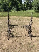 Massive Pair of Ornate Hand Forged Andirons