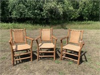 Set of 3 Old Hickory Arm Chairs