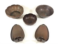 5 Pieces of Arts & Crafts Hammered Copperware