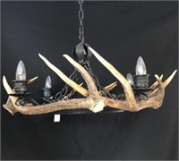 Antler and Iron Hanging 4 Light Chandelier