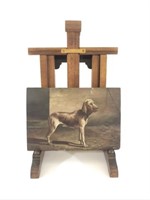 A. Leroy Oil Painting of a Dog on Easel