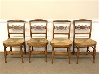 Set of 4 New York Sheraton Curly Maple Chairs