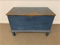 Blue Country Painted Blanket Box