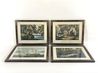 4 Currier & Ives Framed Lithographs