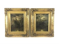 Pair of Oil on Board Paintings - Forest Scenes