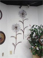 Pair of metal wall art flowers