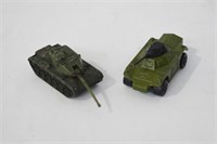 2 pcs Vintage Diecast Army Tanks