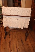 Crocheted Table Cloth & Quilt Rack