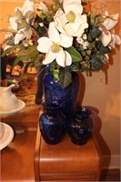 3 Colbalt Blue Glass Vases