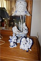 Victorian Style Lamp & Figurines