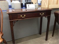 Cherry Chippendale-style table w/drawer
