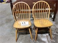Two maple spool-back chairs