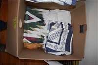 Box of Quilts & bedding