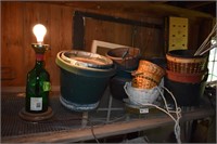Whiskey lamp & flower pots