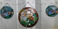 3 Pcs Of Round Leaded Stained Glass
