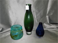 3 Nice Art Glass Vases