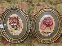 Pair Of Double Matted Floral Prints