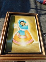 Hand Painted Spanish Art On Canvas, Signed