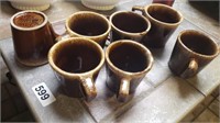 (7) HULL BROWN DRIP COFFEE MUGS