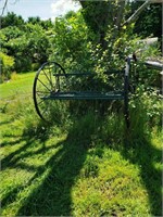 Home Made Bench on iron wheels