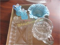 Glass Piture- Glass Dish- Blue Glass