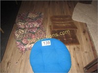 2 Floral Seat Cushions- 2 Brown Seat Cushions-