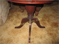 Round Wood Table w/ Glass Top