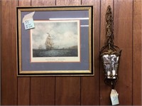 Vintage ship prints & carriage pendant