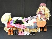 Large Lot Maplelea Doll Clothes Bed & Doll